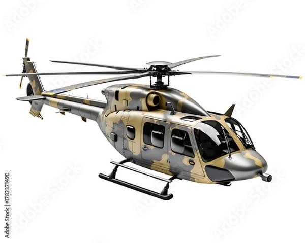 Fototapeta military helicopter, isolated background.
