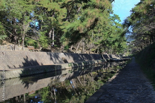 Obraz 秋の夙川の清き流れ(兵庫県西宮市)