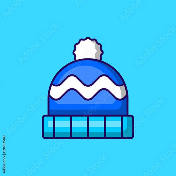 Obraz Winter Hat Vector Icon Illustration On Isolated Background.	