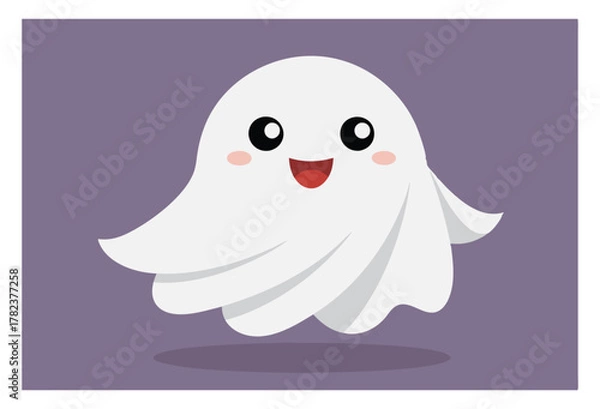 Fototapeta Cute cartoon ghost character with happy expression for Halloween design