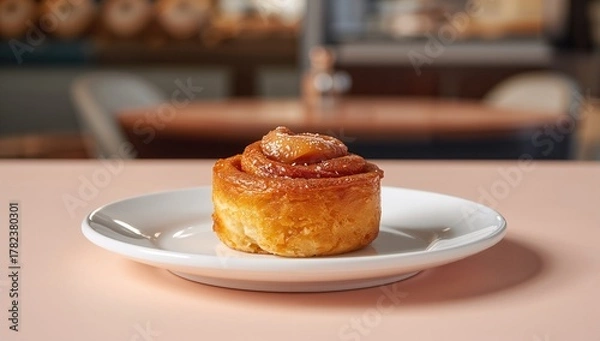 Fototapeta Cinnamon roll arranged on a dish, indulgent pastry option