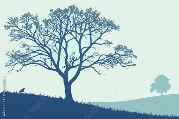 Fototapeta Flying Eagle/Falcon Vector Illustration - Monochrome Graphic