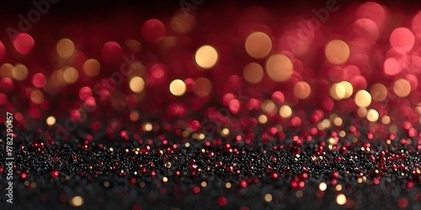 Obraz a stylish christmas backdrop with blurry redish and golden lights