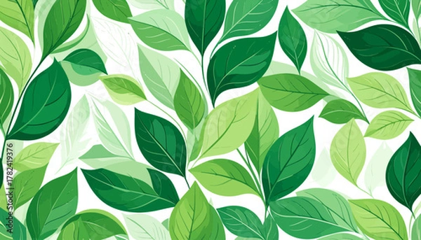 Fototapeta Vibrant Green Leaves Pattern Background.
