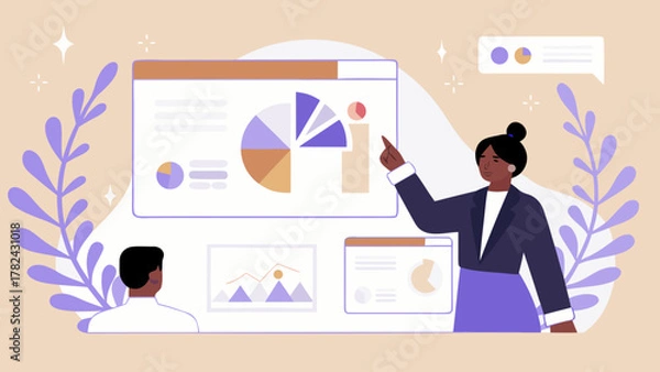 Obraz Business presentation with charts and graphs on a screen