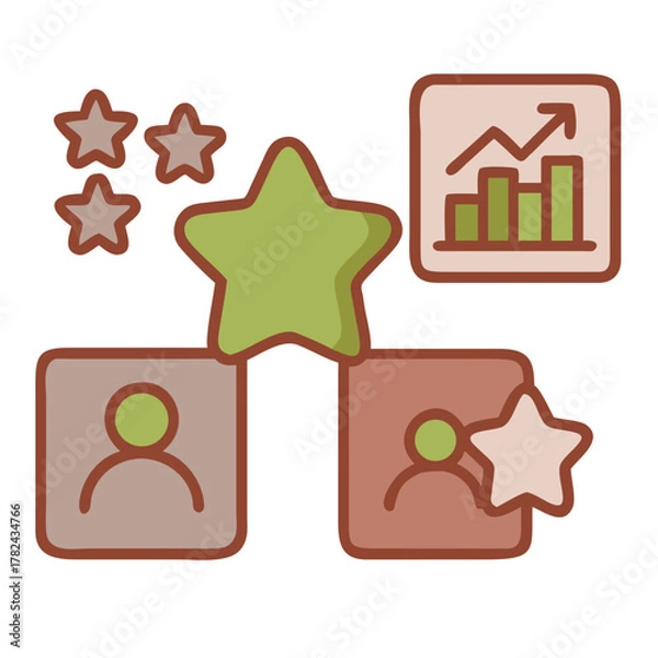 Obraz Minimalist customer satisfaction and quality assurance icons