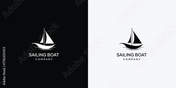 Obraz creative sailboat silhouette icon, vector logo design	