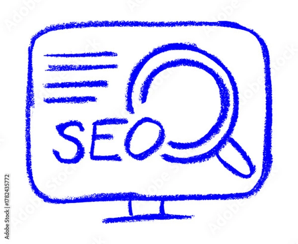 Fototapeta Pc Search Icon Crayon Chalk Wax Drawing Vector