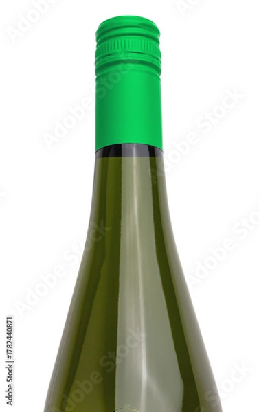 Obraz A Green Wine Bottle With green Cap isolated on a white background