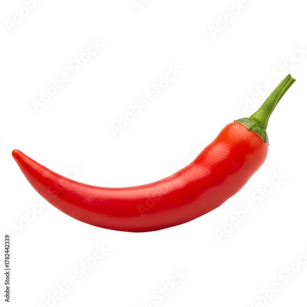 Fototapeta Vibrant Red Chili Pepper with Green Stem on a Clean Transparent Background Detailed Isolated Close up