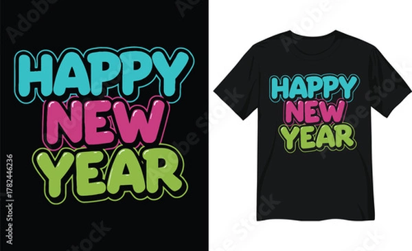 Obraz Colorful “Happy New Year” Lettering – Festive Typography Design