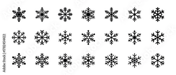 Obraz Set of Elegant Snowflake Icons for Winter and Christmas Designs