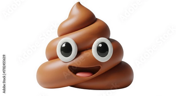 Fototapeta Smiling 3d rendered pile of poo emoji with expressive cartoon eyes.