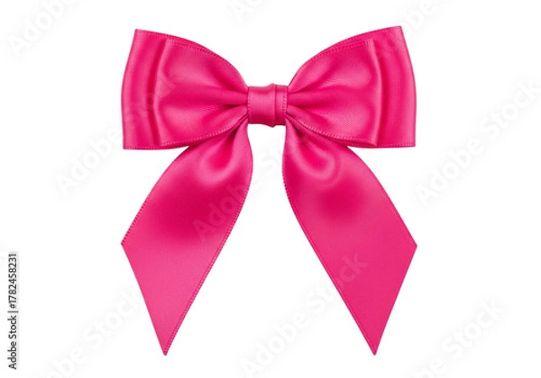 Fototapeta A bright pink satin ribbon bow, isolated on transparent background