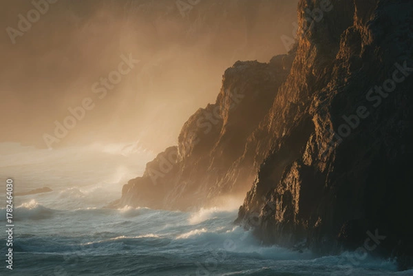 Obraz waves crashing on rocks
