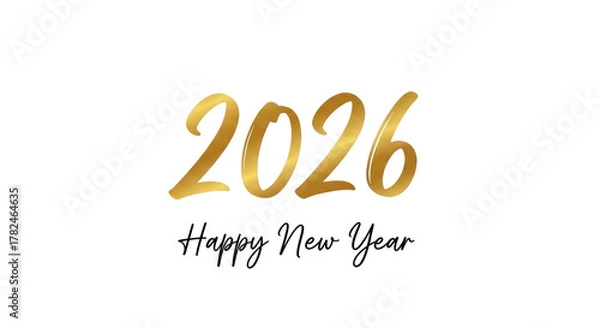 Obraz Golden happy new year greeting card with the year two thousand twenty six on a transparent background