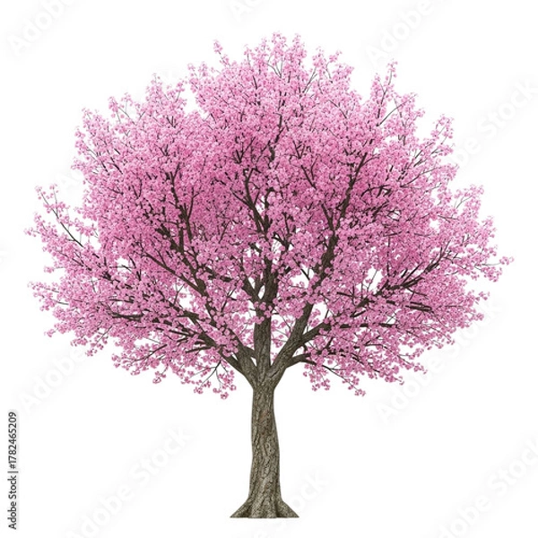 Obraz Beautiful pink cherry blossom tree isolated on transparent background