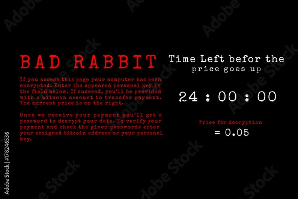 Obraz The Bad Rabbit and binary code. the Rabbit and ransomware concept Security.