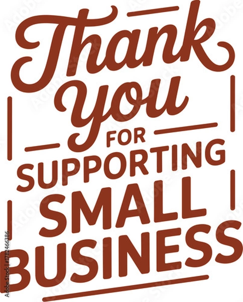 Fototapeta Thank you for supporting small business with a decorative border illustration.