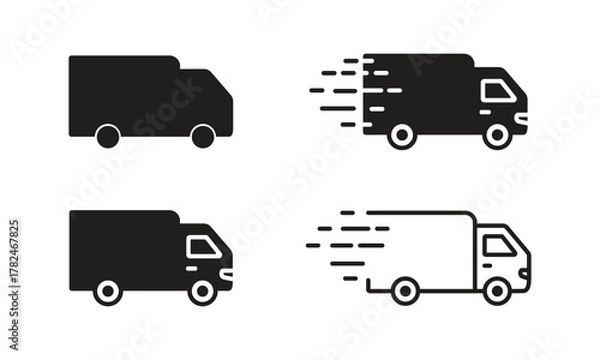 Fototapeta Delivery truck icons showing speed and movement, eps, png, jpeg
