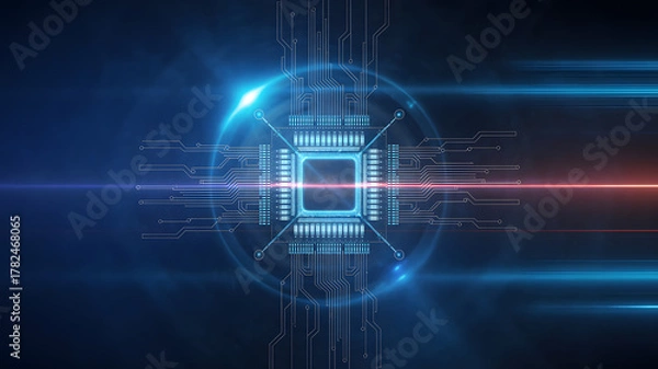 Fototapeta Modern technology background with circuit board design for cutting-edge innovation, digital transformation, and high-tech solutions in a connected world
