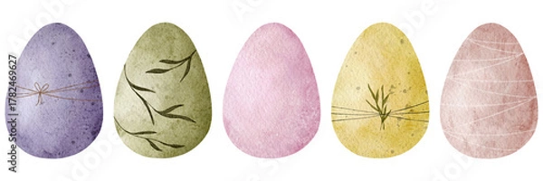 Obraz Watercolor pastel Easter egg illustrations