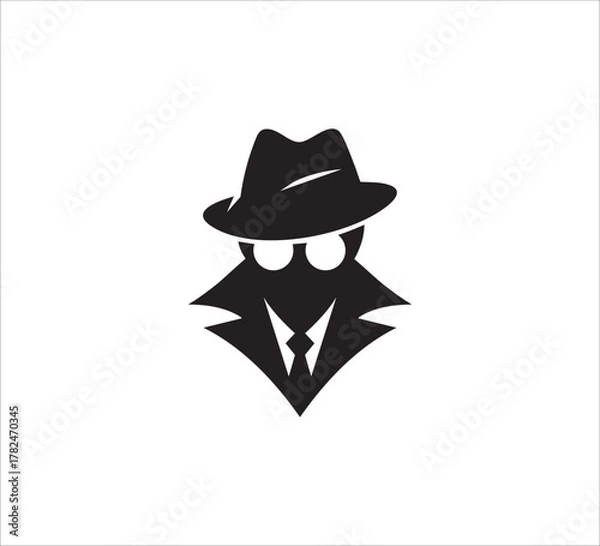Obraz Simple Anonymous Detective Silhouette Logo Design
