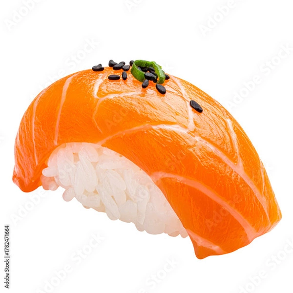 Fototapeta sushi salmon nigiri maki isolated on white transparent background Remove png