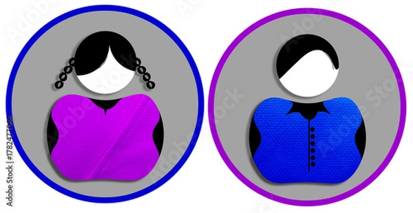 Obraz User profile icon set. Default avatar or person icon. Person and Profile, User silhouette isolated on background