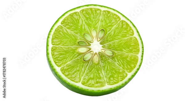 Fototapeta Full Lime Slice Seeds Green Citrus Fruit Refreshment Source Cocktail Garnish Element Nutrition Ingredient Transparent Backdrop