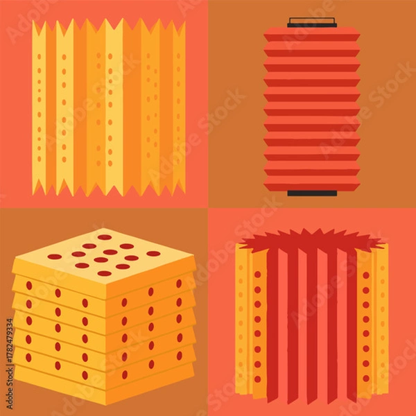 Fototapeta set illustration vector graphic of paper lanterns