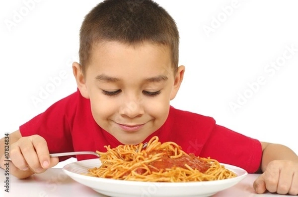 Obraz dzieciak i spaghetti
