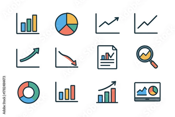 Obraz Chart and Graph Icon Set