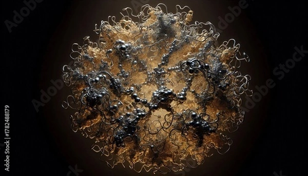 Fototapeta Intricate abstract pattern with organic and geometric elements on a dark background