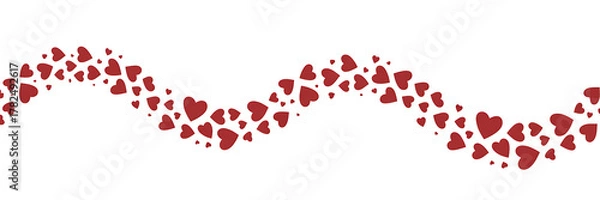 Fototapeta Wavy red hearts pattern on transparent background, sweet love symbols for celebration, anniversary, greetings, or abstract design element