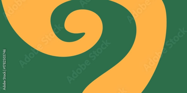 Obraz Abstract Swirl Koru Spiral Vector Background. A large, bold spiral (resembling a Koru or fern frond) in orange on a green background. Vector illustration background.