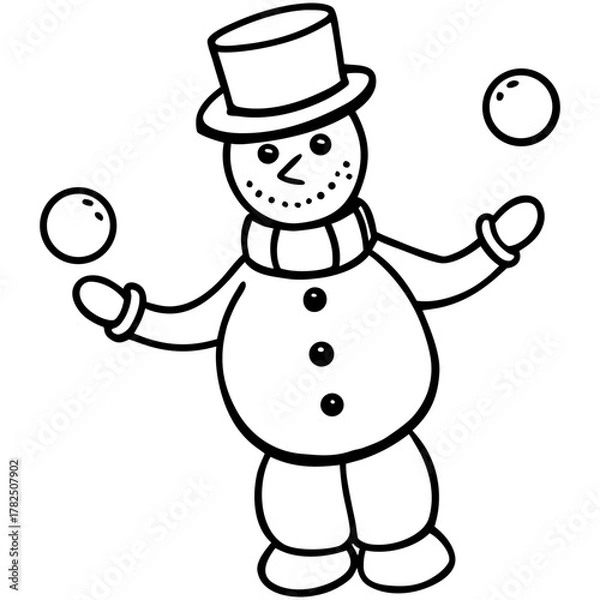 Fototapeta snowman with hat