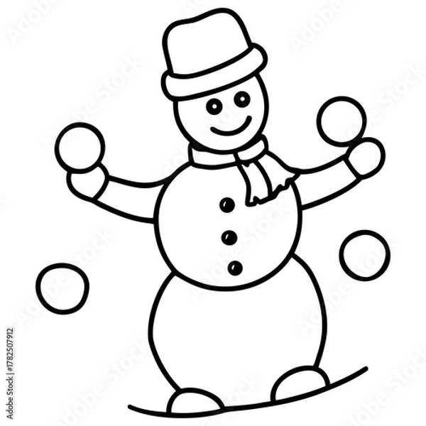 Fototapeta snowman with hat