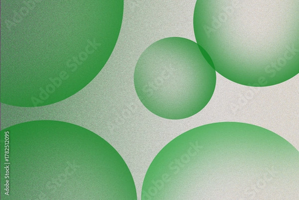 Fototapeta Abstract arrangement of translucent green spheres on a textured background