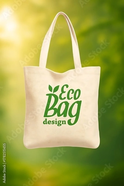Fototapeta High-quality eco bag mockup with natural fabric texture, ideal for sustainable branding and eco-friendly product presentations.
