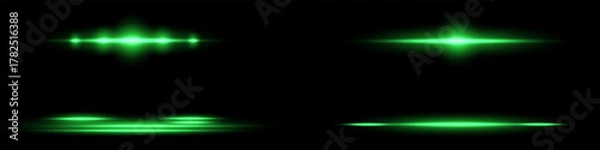 Fototapeta Bright horizontal beam of light on black background. Glowing laser effect creating futuristic and sci-fi aesthetics.
Suitable for technology, energy, speed and digital design themes.