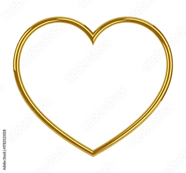 Obraz Luxurious shiny golden heart-shaped frame, representing love and elegance, perfect for decorative elements on transparent background