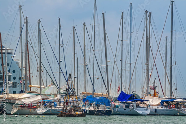 Obraz So many boats in the harbor in Cartagena City, Colombia