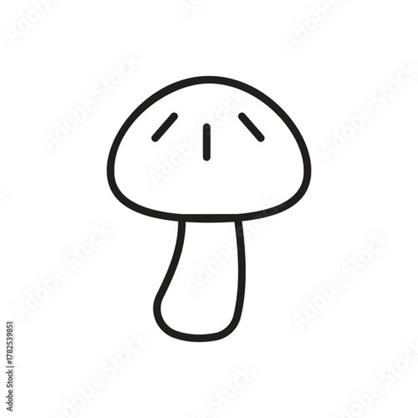 Fototapeta Blackoutlined mushroom with three dashes on cap
