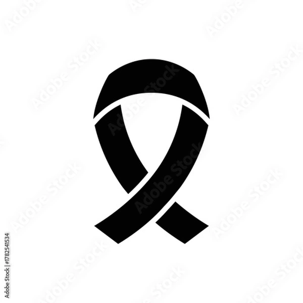 Obraz Black awareness ribbon symbol representing mourning, remembrance, melanoma awareness, and support for victims of violence and loss.