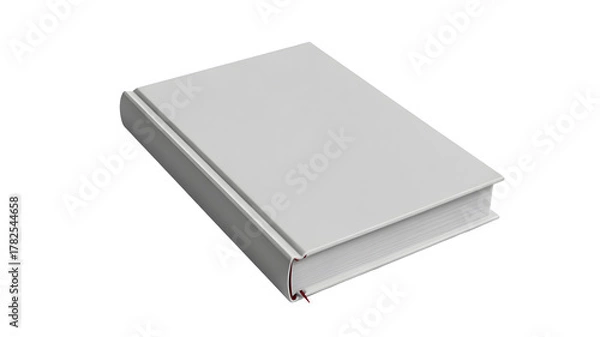 Fototapeta Blank hardcover book with a bookmark, perfect for mockups, presentations, and design projects requiring a clean, modern aesthetic with space for text.