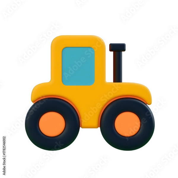 Obraz Toy tractor flat 3d icon