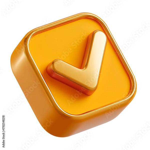 Obraz golden 3d icon of check mark png on transparent background