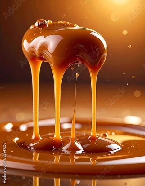 Obraz Delicious Caramel Drizzle - A Sweet and Tempting Treat.