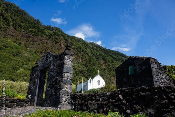 Fototapeta São Jorge island landscapes, Azores archipelago, travel and explore Portugal.